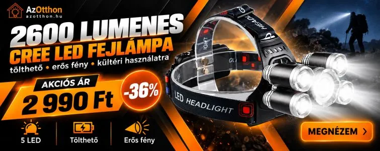 Professzionális, tölthető 2600 lumenes CREE LED fejlámpa akkumulátorokkal 