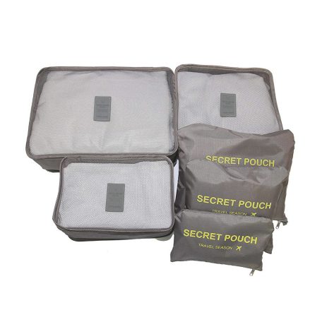 6 darabos rendszerező táska szett - szürke színben