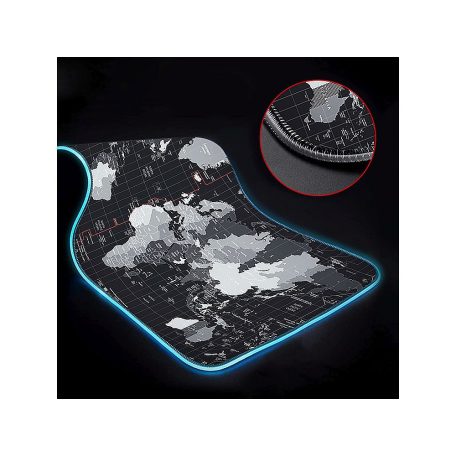 LED-es háttérvilágítású nagyméretű egérpad 80 x 30 cm - térkép mintával