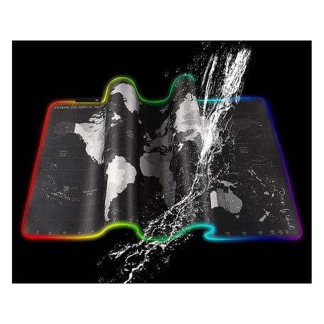 LED-es háttérvilágítású nagyméretű egérpad 80 x 30 cm - térkép mintával