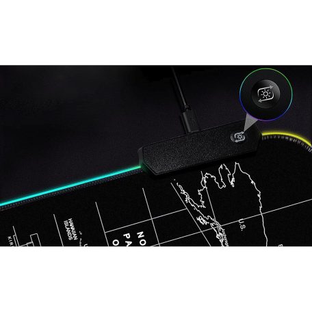 LED-es háttérvilágítású nagyméretű egérpad 80 x 30 cm - térkép mintával