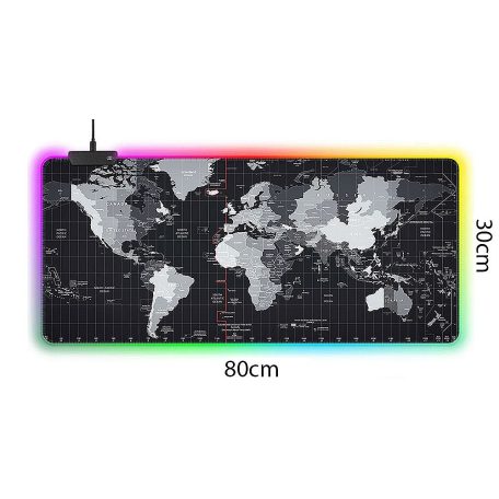 LED-es háttérvilágítású nagyméretű egérpad 80 x 30 cm - térkép mintával