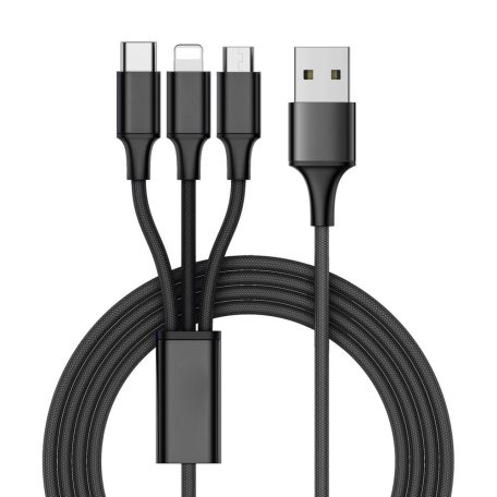 3 az 1-ben USB-kábel (phone, micro USB, Lightning) - 1,2m
