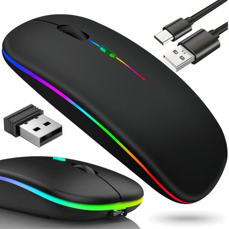 Vezeték nélküli egér laptophoz vagy PC-hez RGB háttérvilágítással