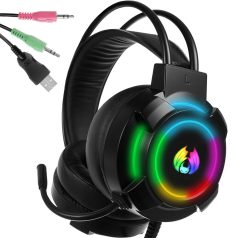 Gaming 5.1 fejhallgató mikrofonnal és LED világítással