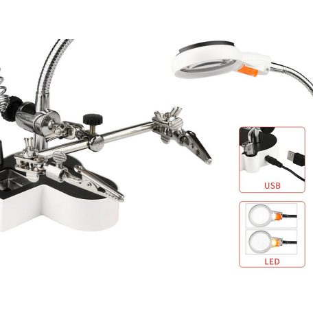 Univerzális állvány forrasztáshoz nagyítóval - 11x/4,5x