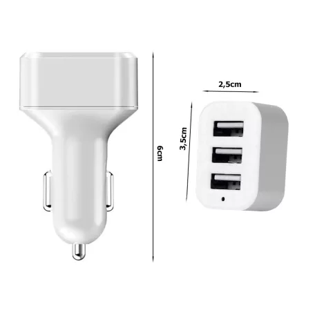 Autós szivargyújtóba szerelhető tripla USB töltő