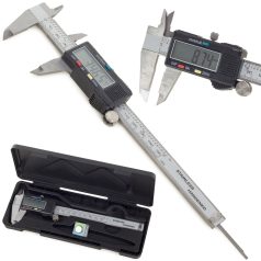   Elektronikus nagy pontosságú tolómérő praktikus tartóban LCD kijelzővel - 150 mm