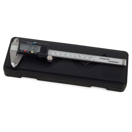 Elektronikus nagy pontosságú tolómérő praktikus tartóban LCD kijelzővel - 150 mm