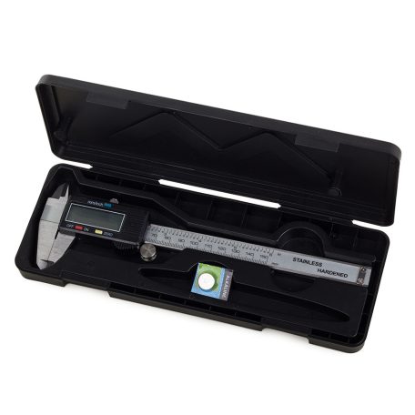 Elektronikus nagy pontosságú tolómérő praktikus tartóban LCD kijelzővel - 150 mm