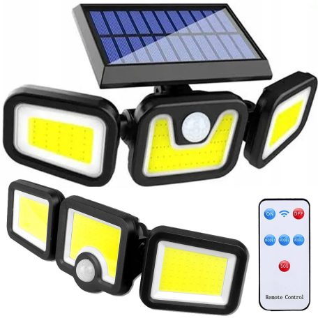 Napelemes lámpa 100 COB LED-el, mozgásérzékelővel és távirányítóval