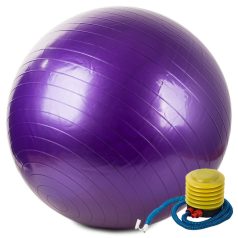   Nagyméretű felfújható fitnesz labda pumpával lila színben - 65 cm