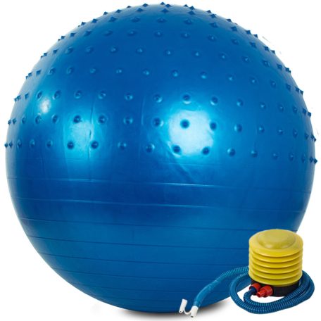 Felfújható fitnesz labda pumpával kék színben - 55 cm