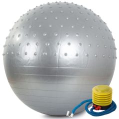   Nagyméretű felfújható fitnesz labda pumpával ezüst színben - 70 cm