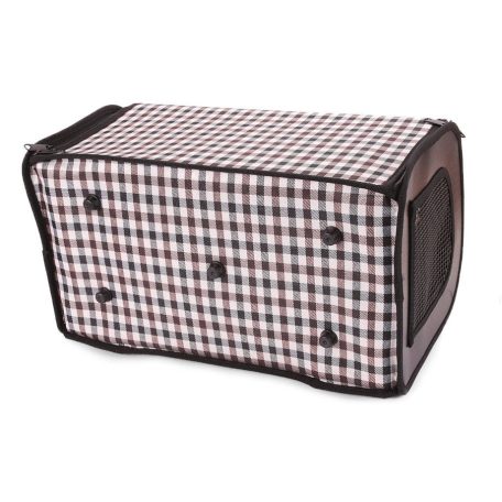 Összecsukható kisállat hordozó vállpánttal fehér-szürke-barna színben XL-es méretben