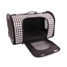 Összecsukható kisállat hordozó vállpánttal fehér-szürke-barna színben XL-es méretben