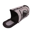 Összecsukható kisállat hordozó vállpánttal fehér-szürke-barna színben XL-es méretben