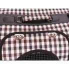 Összecsukható kisállat hordozó vállpánttal fehér-szürke-barna színben XL-es méretben