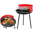 Kerek hordozható kemping grill fekete-piros színben - 32 cm