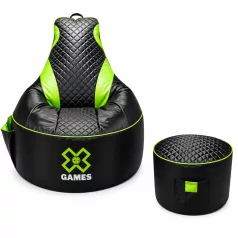Gamer Green XXL babzsákfotel + Ajándék Puff