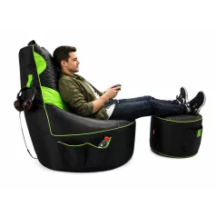 Gamer Green XXL babzsákfotel + Ajándék Puff