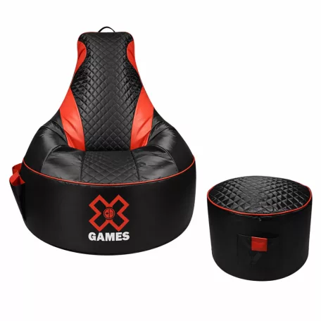 Gamer Red XXL babzsákfotel + Ajándék Puff