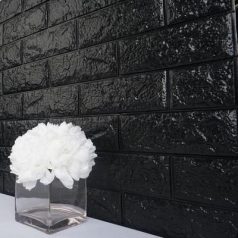 Black téglás 3D fali panel (70x77cm) - öntapadós