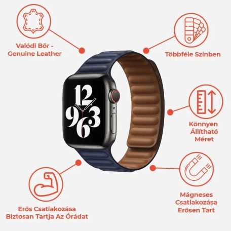 Prémium Mágneses Kheki színű Bőrszíj Apple Watch 38/40/41