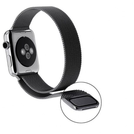 Milánó Fekete Fém Óraszíj Apple Watch 38/40/41 - mágneses