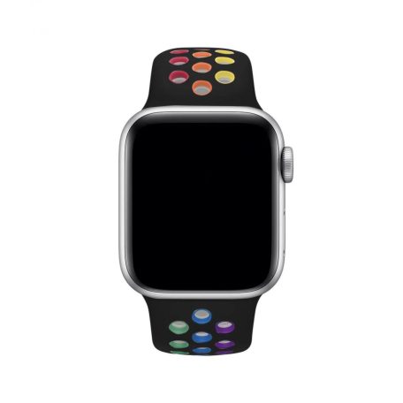 Sports Wear Black-Rainbow Szilikon Óraszíj Apple Watch 38/40/41