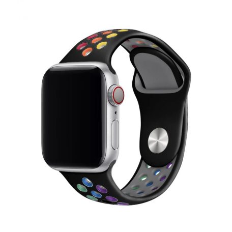 Sports Wear Black-Rainbow Szilikon Óraszíj Apple Watch 42/44/45/49