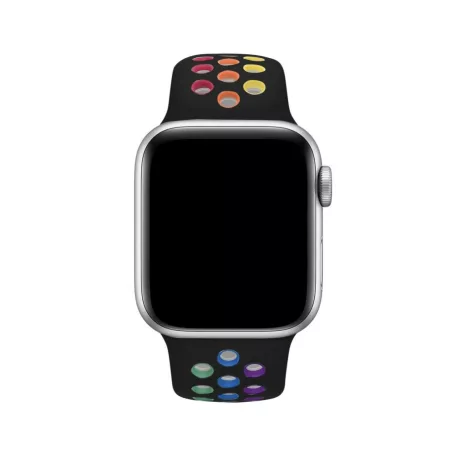 Sports Wear Black-Rainbow Szilikon Óraszíj Apple Watch 42/44/45/49