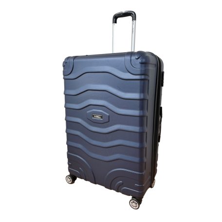 National Traveller XL keményfalú gurulós bőrönd kék színben - 76x48x28 cm