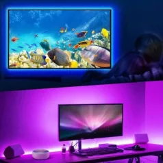 10 méter RGB LED szalag távirányítóval és adapterrel