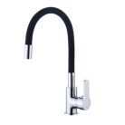 Fekete-króm egykaros konyhai csaptelep flexibilis kifolyóval