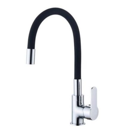 Fekete-króm egykaros konyhai csaptelep flexibilis kifolyóval