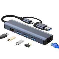 5 portos USB HUB - 3xUSB 3.0 1xUSB 2.0 1xEthernet RJ45