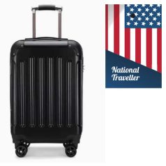  National Traveller keményfalú kerekes kabinbőrönd - 55 x 22 x 35 cm - minden légitársasághoz - fekete