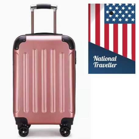 National Traveller keményfalú kerekes kabinbőrönd - 55 x 22 x 35 cm - minden légitársasághoz - rose gold színben