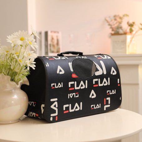 XL Kisállathordozó táska fekete-fehér-piros - 52 cm x 22 cm x 29 cm Közepes