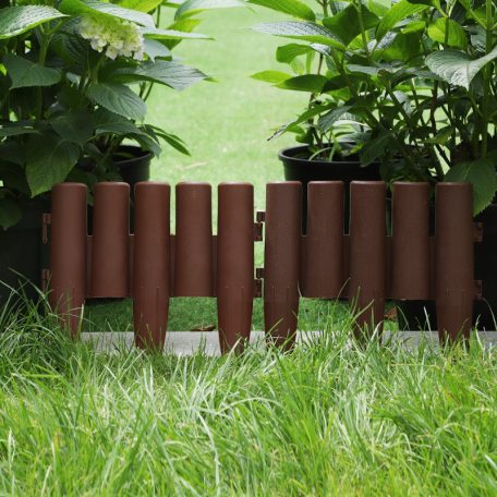 5 db -os műanyag ágyásszegély készlet barna színben