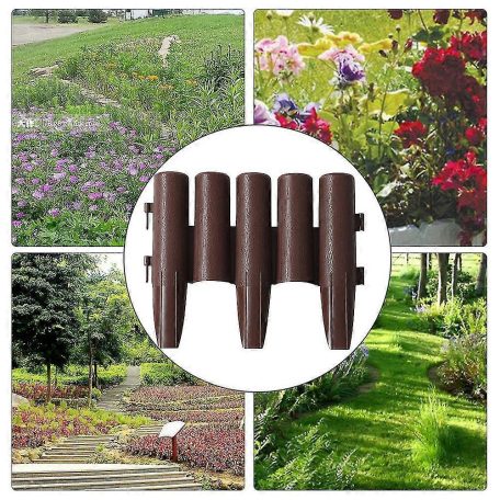 5 db -os műanyag ágyásszegély készlet barna színben