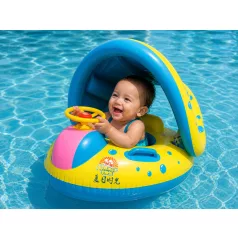   Felfújható úszógumi gyerekeknek napellenzővel – summer sea mintával - 80 cm