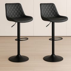 2 darab stílusos állítható magasságú fekete bárszék