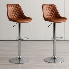   2 darab stílusos állítható magasságú barna bárszék króm lábbal