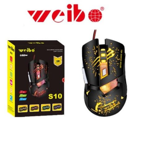 Weibo S10 gamer optikai 6 gombos egér LED-ekkel - 3200 dpi