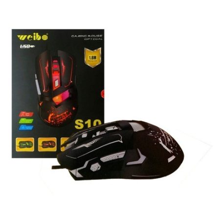 Weibo S10 gamer optikai 6 gombos egér LED-ekkel - 3200 dpi