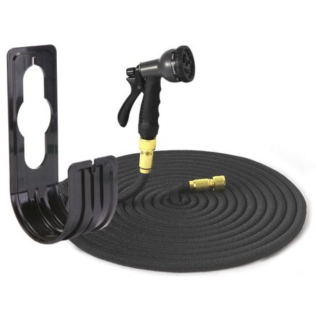 45 méteres csavarodásmentes locsolócső locsolófejjel fekete színben