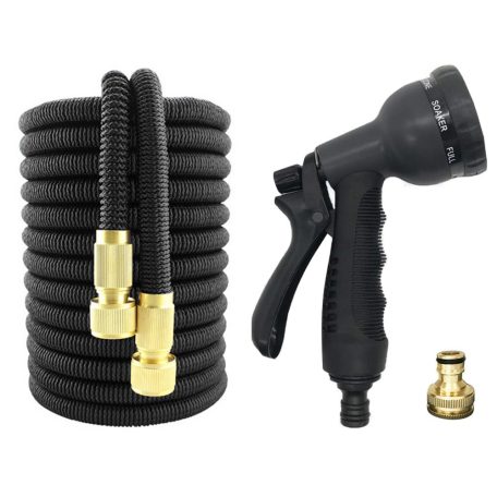 45 méteres csavarodásmentes locsolócső locsolófejjel fekete színben