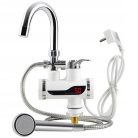 LED kijelzős átfolyós vízmelegítő csap zuhanyfejjel fehér színben - 3000W